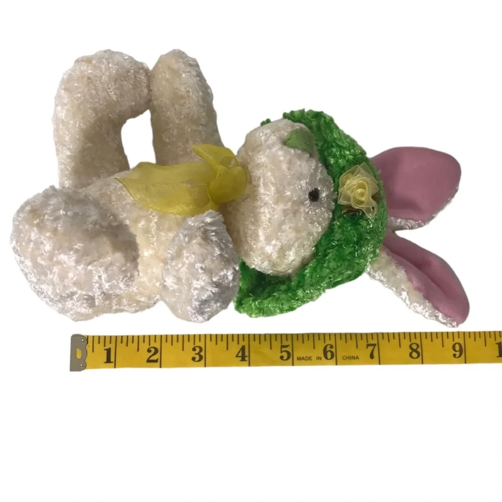 Vintage DanDee Easter Bunny Rabbit Plush Ears Bonnet Hat Silky Stuffed Animal